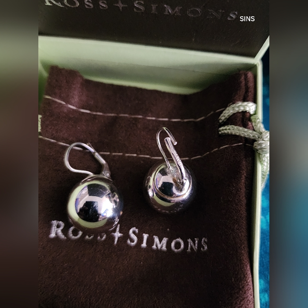 Ross-Simons Italian 15.58mm Sterling Silver Big Bead Drop Earrings - Picture 2 of 4